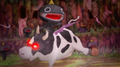 An Onii riding a Rodeo Cow in a cutscene