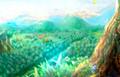 A village shown in a trailer, which could be either Alpoko or another hometown of Corobo's