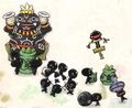 The Onii King surrounded by Onii from the PAL Instruction Booklet