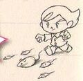 Artwork of Corobo chasing five Rats from the King Story Official Guidebook