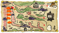 The hand-drawn map of Skull Plains on a sign