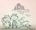 A doodle by Kimura of various characters from his games, including King Corobo
